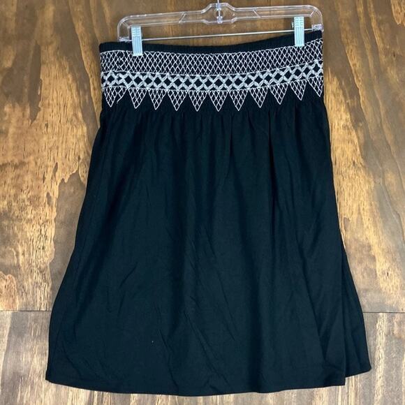 J Jill Womens Skirt Black Embroidered Elastic Waist Midi Modal Blend Small - Picture 8 of 10